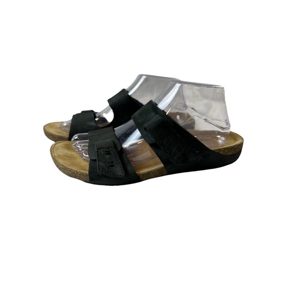 Clarks‎ Artisan Perri Island Womens Sandals Size 9.5 Black Slip On Leather